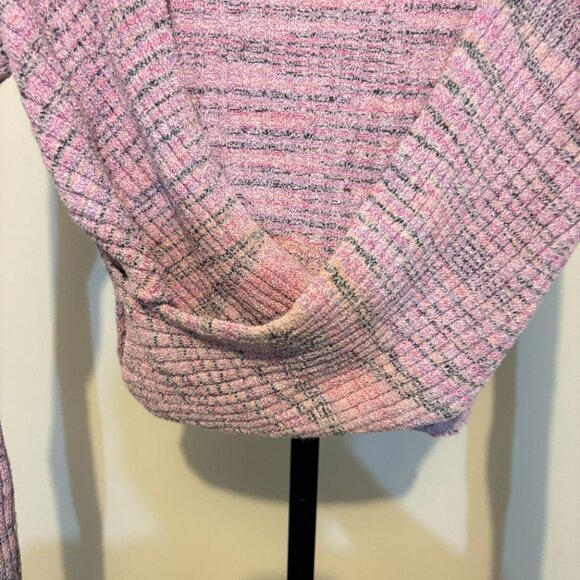 Free People Brooke Faux Wrap Long Sleeve Cropped Sweater Lilac Fog Combo - Picture 8 of 12